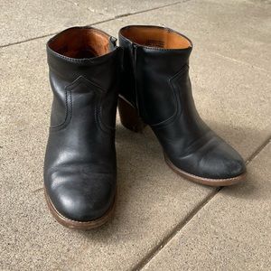 Madewell Black Leather Western Ankle Boots